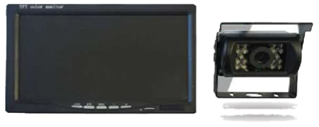 LCD monitor and rear camera for truck unloading
