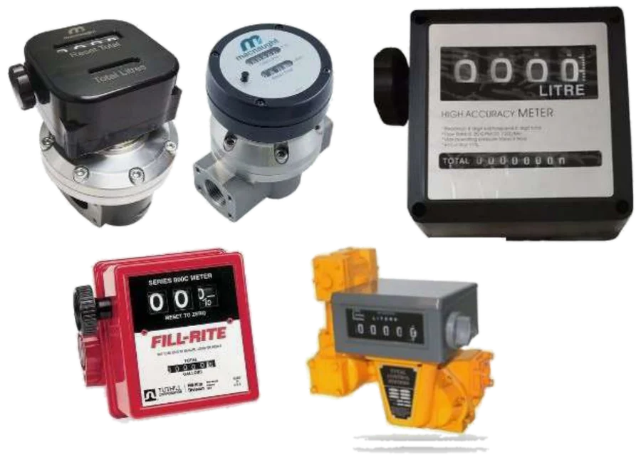 Mechanical flow meters with litre counters