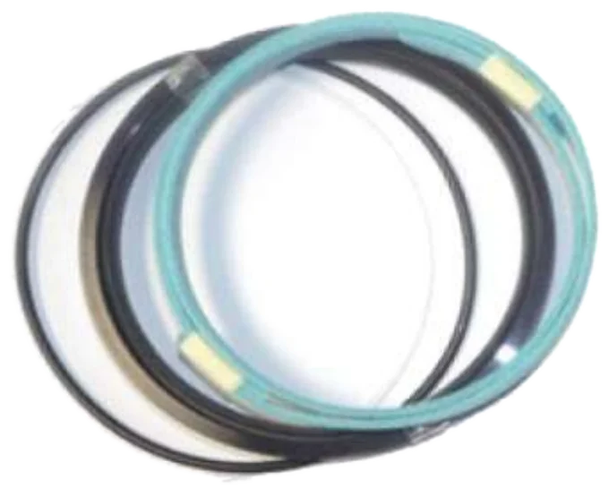 Hydraulic cylinder seal kit rings in blue, orange and black